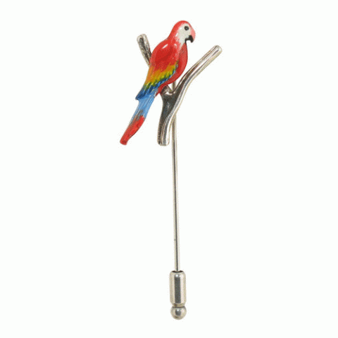 Брошь из лазурита и малахита ARA red parrot brooch