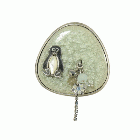 Брошь из горного хрусталя и халцедона BANQUISE large ceramic brooch