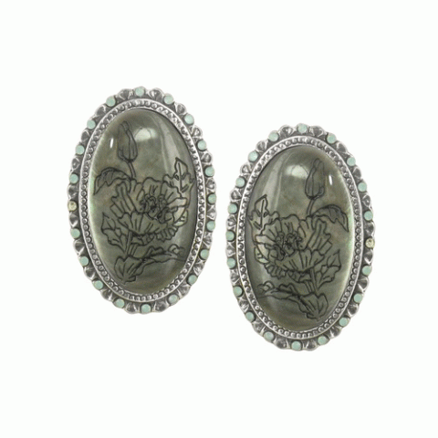 Брошь из амазонита и авантюрина Botanica oval 