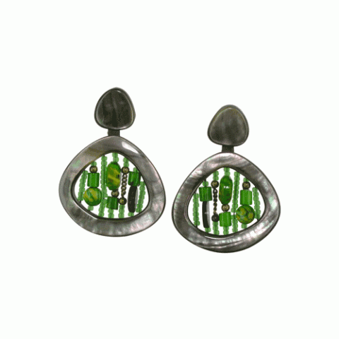 Клипсы из бирюзы, змеевика, агата и коралла RAINFOREST 11--12010