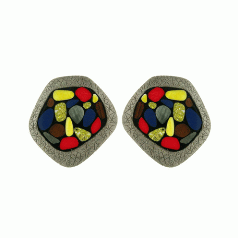 Клипсы из перламутра, эбенового и железного дерева Arlequin 1pc