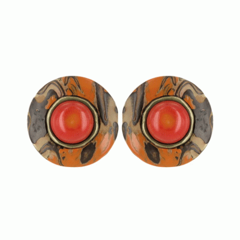 Клипсы из папайи, агата и коралла Serengeti round 