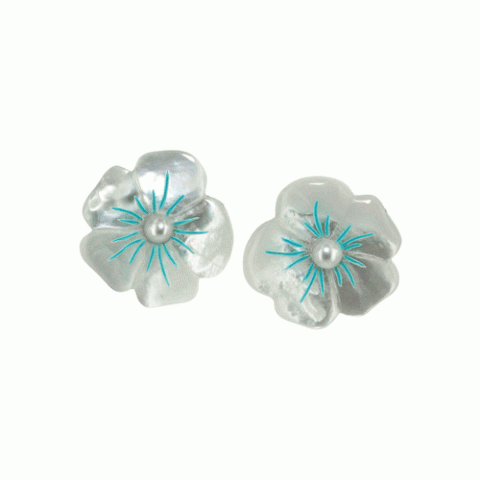 Клипсы из жемчуга, перламутра и морской ракушки WHITE FLOWER 11--19741