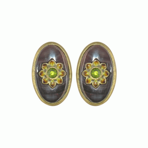 Клипсы из граната и яшмы 1001 NUITS oval clips