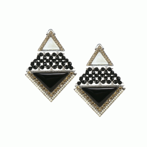 Клипсы из агата и перламутра Charleston 2 triangles