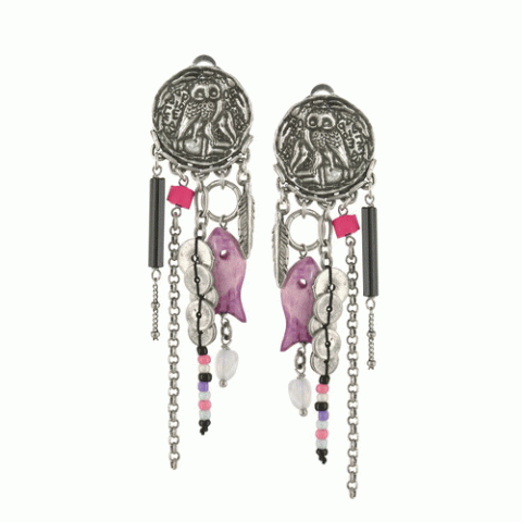 Клипсы из аметиста и халцедона Fetiches multidangles