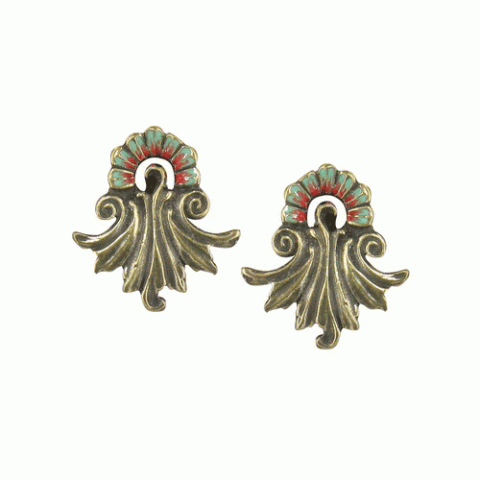 Клипсы из коралла и рога Acanthe