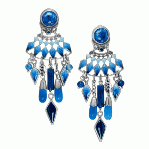 Клипсы из агата, нефрита, содалита и ляписа лазури LILLY BLUE 11--61460