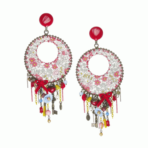 Клипсы из коралла, жемчуга, нефрита и текстиля LEONIE LIBERTY 11--61500