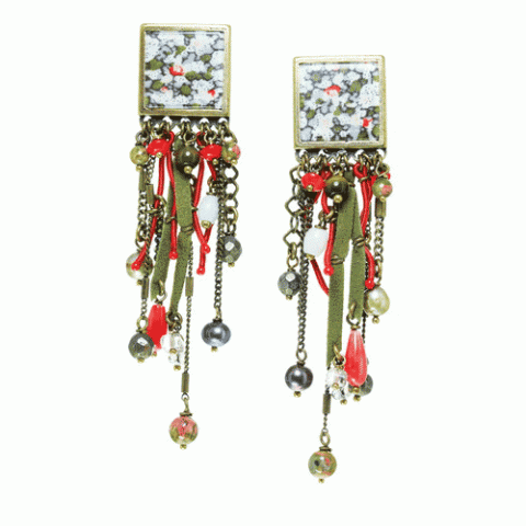 Клипсы из лабрадорита, коралла, кварца и унакита MILENA 11--61580