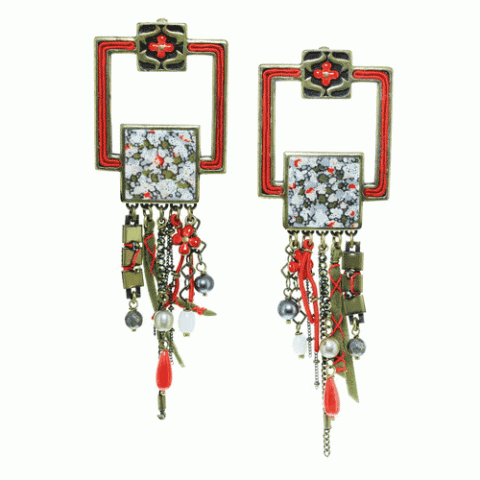 Клипсы из лабрадорита, коралла, кварца и унакита MILENA 11--61595