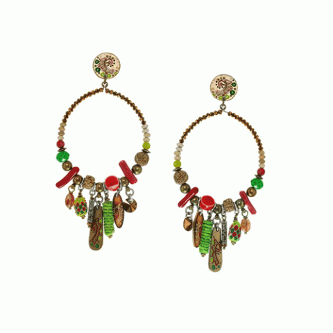 Клипсы из агата, коралла, перидота и нефрита KALI GRIGRI 11--61609