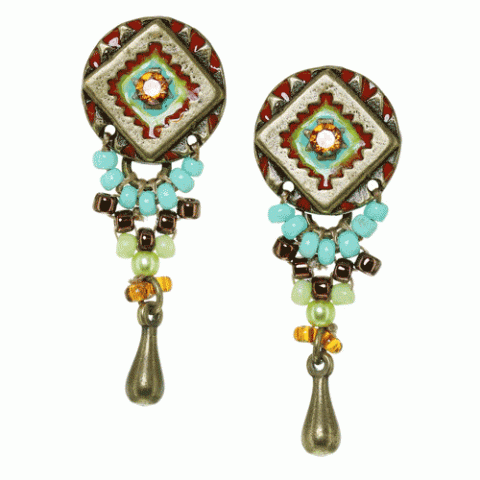Клипсы из агата, амазонита, арагонита и Сваровски HALONA 11--61690