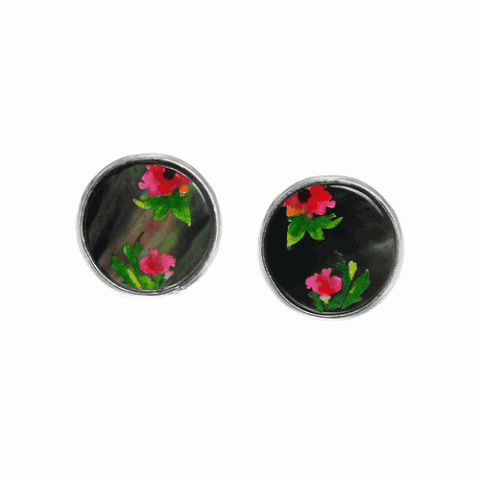 Клипсы из ракушки Black Lip и кристаллов Сваровски FLORA 11--61721