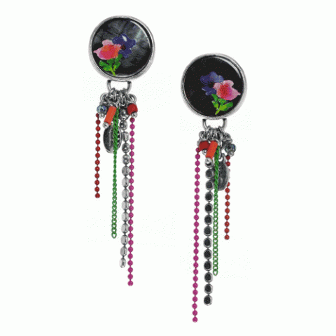 Клипсы из ракушки Black Lip и кристаллов Сваровски FLORA 11--61722