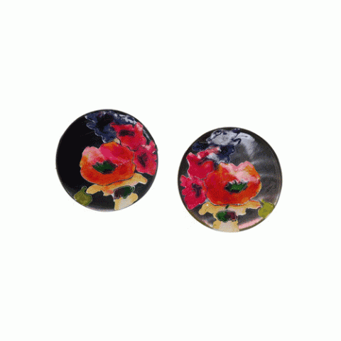 Клипсы из ракушки Black Lip и кристаллов Сваровски FLORA 11--61737