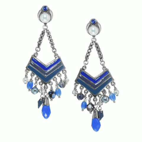 Клипсы из агата, авантюрина, жемчуга и иолита LOREEN 11--61744