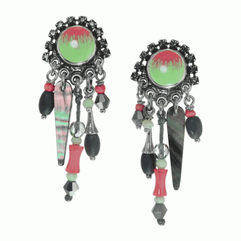 Клипсы из жемчуга, лабрадорита, коралла и кварца CALISTA 11--61855