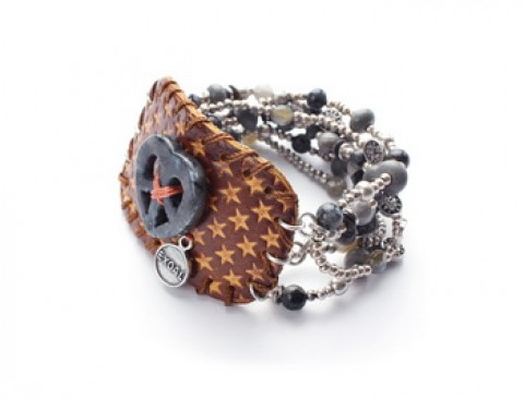 Браслет Exoal - Leather bracelet heart 