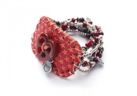 Браслет Exoal - Leather bracelet heart 