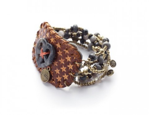 Браслет Exoal - Leather bracelet heart 