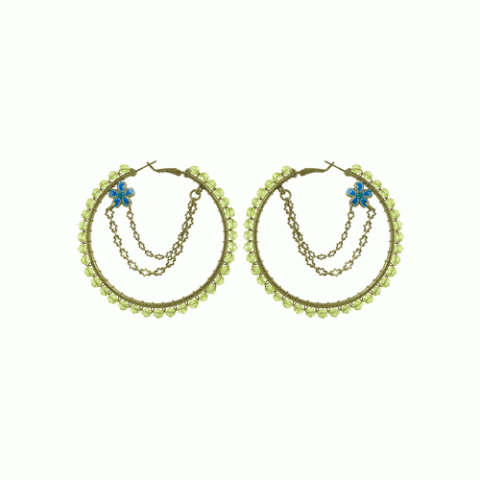 Серьги из нефрита, амазонита и жемчуга 1001 FLEURS 12--1002M