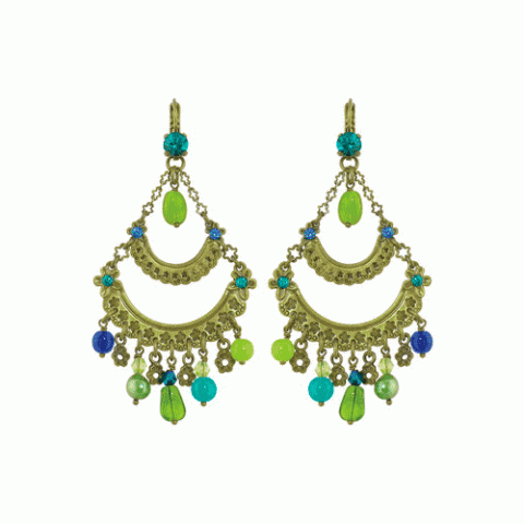 Серьги из нефрита, амазонита и жемчуга 1001 FLEURS 12--1008M