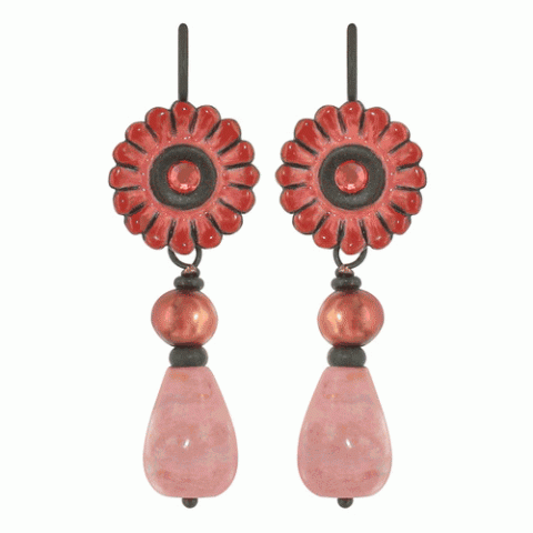 Серьги из кварца, нефрита, граната и родонита MON CHERRY 12--1286M