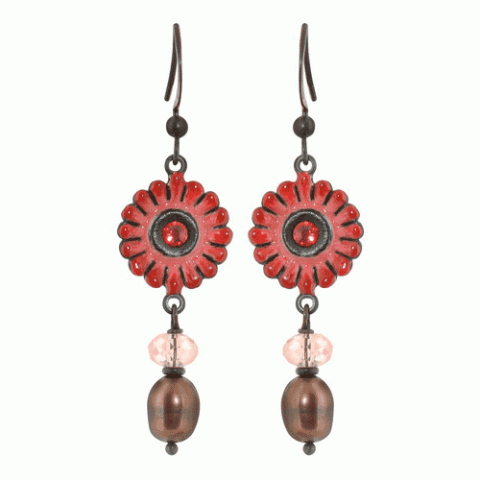Серьги из кварца, нефрита, граната и родонита MON CHERRY 12--1288M