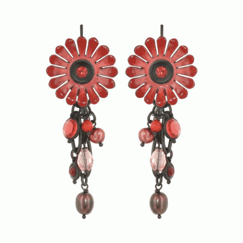 Серьги из кварца, нефрита, граната и родонита MON CHERRY 12--1289M