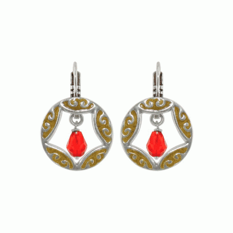 Серьги из коралла, цитрина, хризопраза и тигрового глаза ESMERALDA 12--1368M