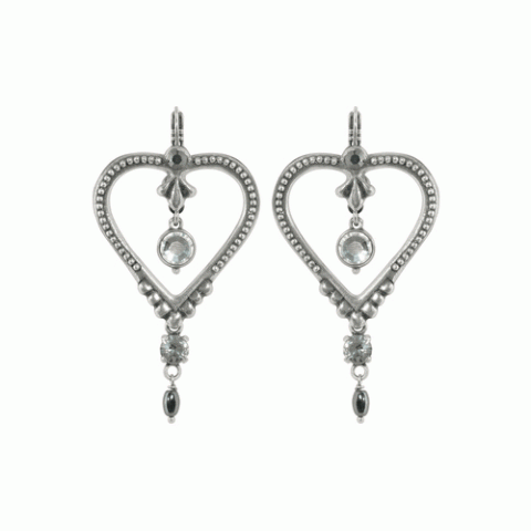 Серьги из гематита, горного хрусталя и рога буйвола VERONE 12--1403M
