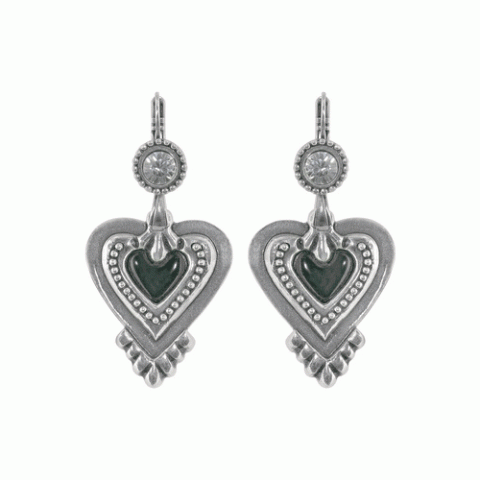 Серьги из гематита, горного хрусталя и рога буйвола VERONE 12--1404M