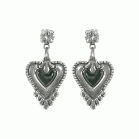 Серьги из гематита, горного хрусталя и рога буйвола VERONE 12--1407M