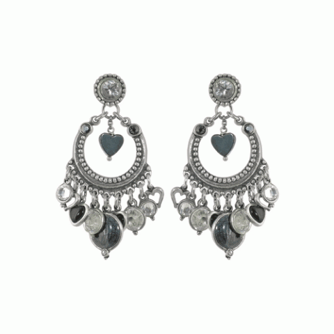 Серьги из гематита, горного хрусталя и рога буйвола VERONE 12--1411M