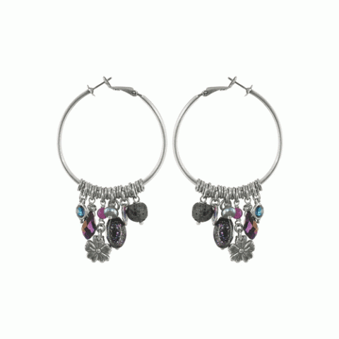 Серьги из оникса, содалита, лавы и нефрита BELLE DE NUIT 12--1421M