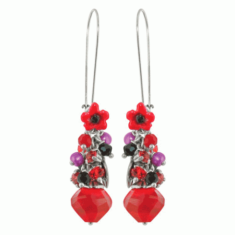Серьги из нефрита и кристаллов Сваровски BOUQUET 12--1454M