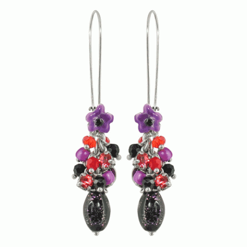 Серьги из нефрита и кристаллов Сваровски BOUQUET 12--1455M