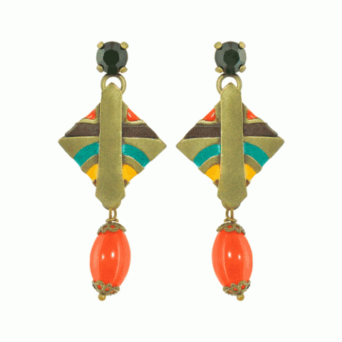 Серьги из дымчатого кварца, агата и коралла AFRICAN BEAUTY 12--1524M
