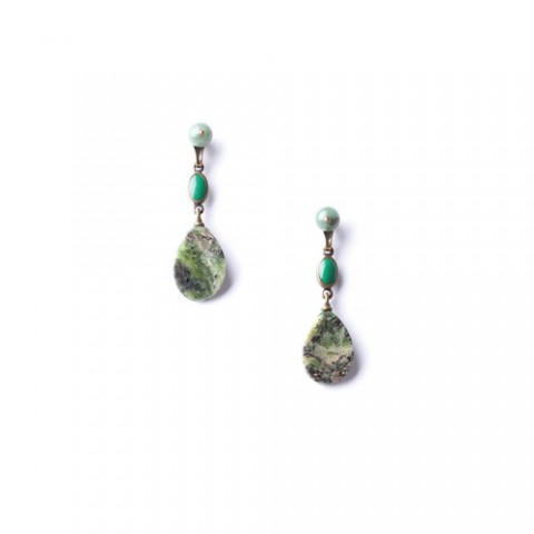 Серьги из авантюрина, нефрита, бирюзы и агата EMERALD 12--25777