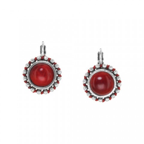 Серьги из перламутра, коралла, нефрита и семян Тагуа RUBY 12--25859