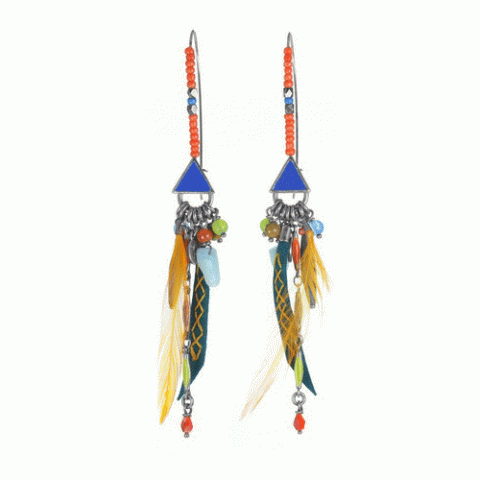 Серьги из аквамарина, коралла, нефрита и Сваровски SELENA 12--61941