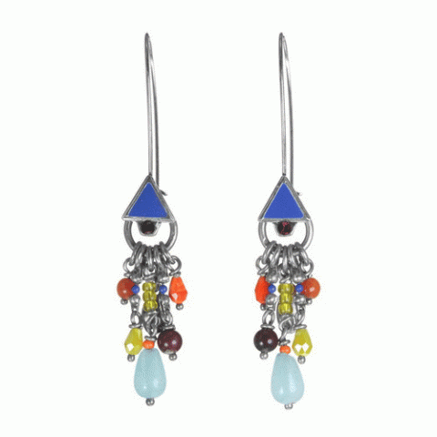 Серьги из аквамарина, коралла, нефрита и Сваровски SELENA 12--61942