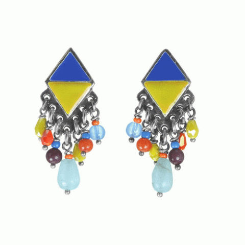 Серьги из аквамарина, коралла, нефрита и Сваровски SELENA 12--61945