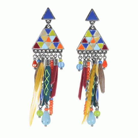 Серьги из аквамарина, коралла, нефрита и Сваровски SELENA 12--61946
