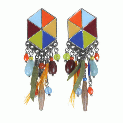 Серьги из аквамарина, коралла, нефрита и Сваровски SELENA 12--61947