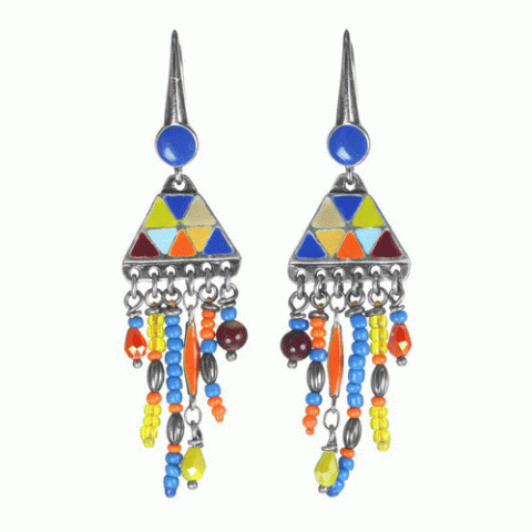 Серьги из аквамарина, коралла, нефрита и Сваровски SELENA 12--61952