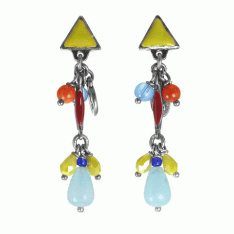 Серьги из аквамарина, коралла, нефрита и Сваровски SELENA 12--61953