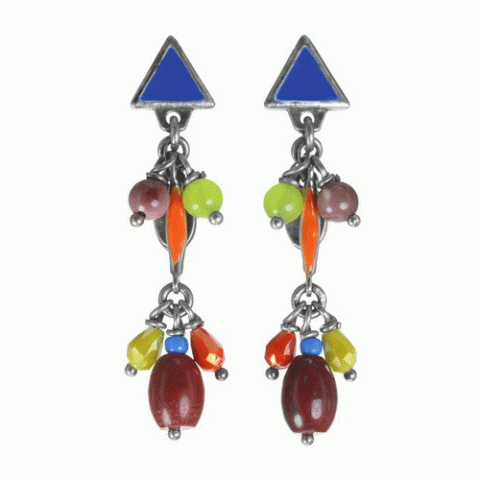 Серьги из аквамарина, коралла, нефрита и Сваровски SELENA 12--61954