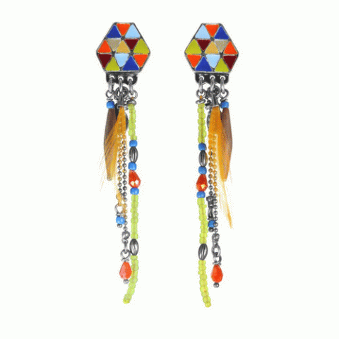 Серьги из аквамарина, коралла, нефрита и Сваровски SELENA 12--61955